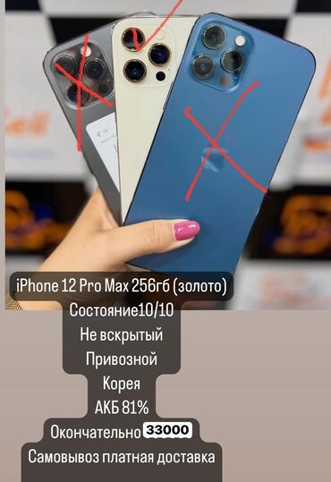 xiaomi 12 pro цена в бишкеке: IPhone 12 Pro Max, Б/у, 256 ГБ, Золотой, Чехол, 81 %