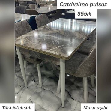 Сушилки: Masa + 4 oturacaq dəsti Qiymət 355azn Türk fabrik istehsali Masa ölçü
