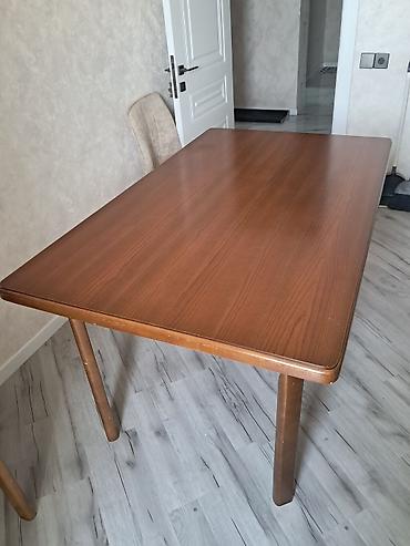 Taxta yemək/iş masası - Material: ağac şponlu masaüstü, taxta ayaqlar