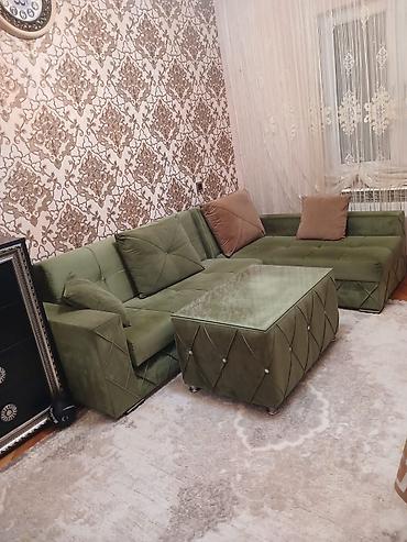 divanlar: Künc divan, İşlənmiş, Açılan, Bazalı, Vеlur parça, Çatdırılma yoxdur — 3