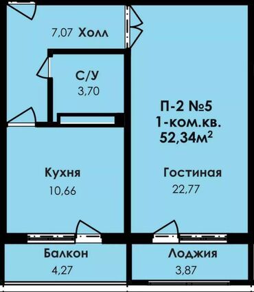 Продажа квартир: 1 комната, 52 м², Элитка, 3 этаж, ПСО (под самоотделку)