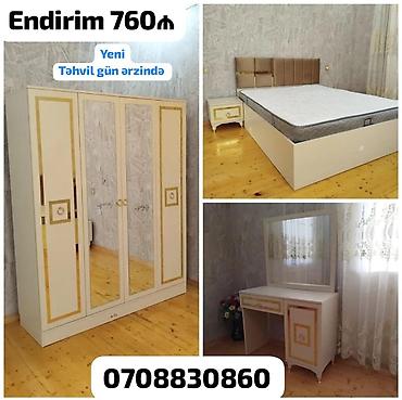 masa dəsdi: Yataq otağı mebel dəsti Tərkibi: - 3 qapılı, güzgülü şkaf (açıq krem — 1