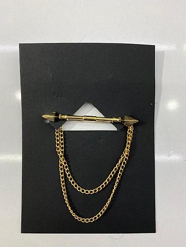 kulce qizil: İkiqat zəncirli bross – qızılı rəngdə metal aksesuar - Dizayn: Üst — 1