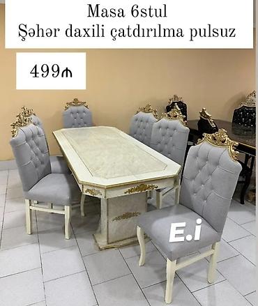 kunc divan ucuz: Qonaq otağı üçün, Yeni, Açılmayan, Dördbucaq masa, 6 stul — 2