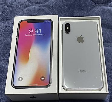 Apple iPhone: IPhone X, Б/у, 64 ГБ, White Titanium, Коробка, 74 % — 1