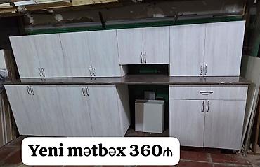 Mətbəx mebeli – 303 sm - Rəng: açıq ağac teksturalı - Üst və alt dolab