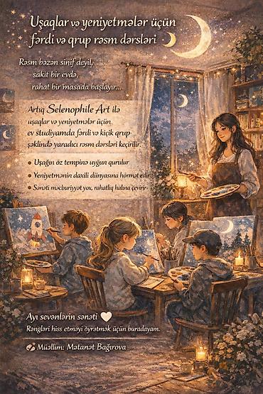 Uşaqlar və yeniyetmələr üçün fərdi və kiçik qruplarla rəsm dərsləri