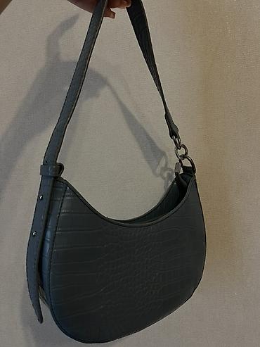 Aksesuarlar: Sadə şık çanta - Rəng: mavi boz (cins rengi) - Material: süni dəri — 3