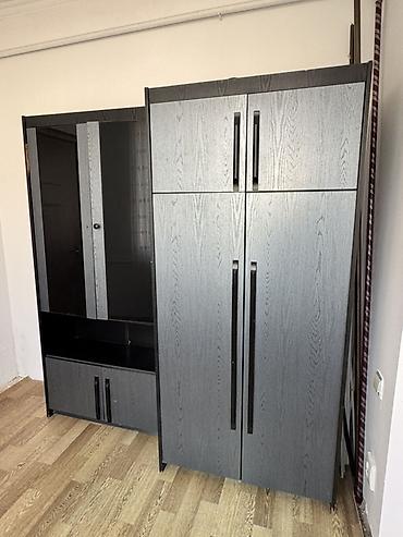 Мебель: Современная модульная стенка/шкаф для гостиной в графитово‑сером цвете — 3
