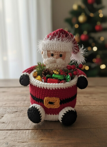 Konfet qabları: Yenil il temalı əl işi “Şaxta Baba” konteyneri - Material: əl ilə — 4