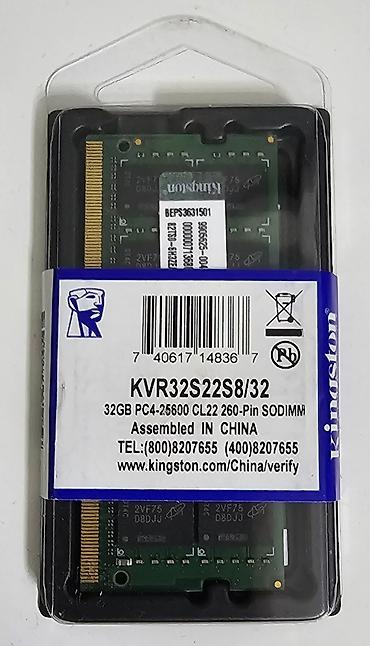 noutbooklar: Operativ yaddaş (RAM) Kingston, 32 GB, 3200 Mhz, DDR4, Noutbuk üçün, Yeni — 1