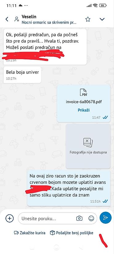 Komode: -Nocni ormaric sa skrivenim pregradama se moze izraditi od materijala — 15