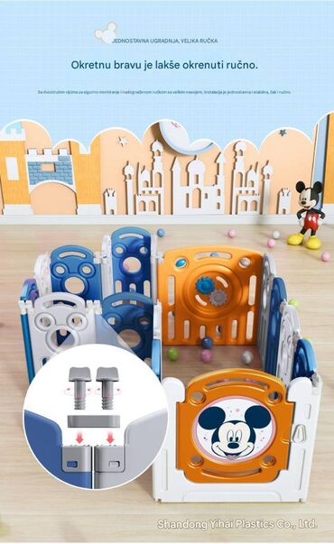 Ostali dečiji nameštaj: Dečja ogradica/igraonica Mickey dizajn – modularni paneli 18+2 — 9