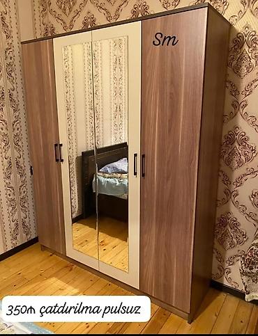 Dolablar: Dördqapılı geyim dolabı - Material: ağac teksturalı laminat - Ön — 1