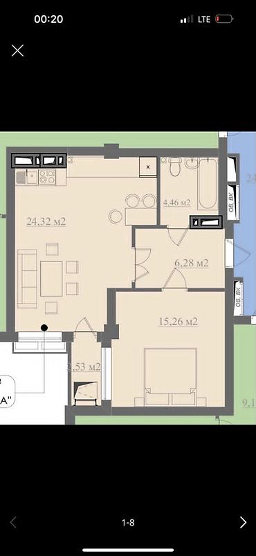улица исанова 105: 2 комнаты, 53 м², Технопарк Элитка, 5 этаж, ПСО (под самоотделку) — 4