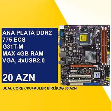 Ana platalar: Kompüter üçün Ana Platalar ⭐DDR2 LGA 775 ECS G31T-M (İdeal, 2 Ram — 5