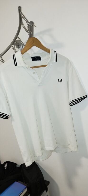 majice rock fam: Short sleeves T-shirt, M (EU 50), Fred Perry, color - White, Cotton