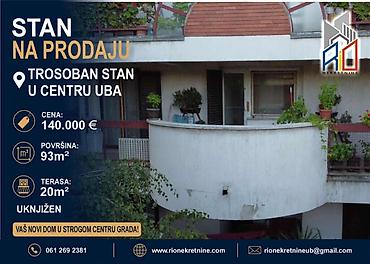Prodaja stanova: Na prodaju: Trosoban stan u strogom centru Uba! Površina 93m2 — 1
