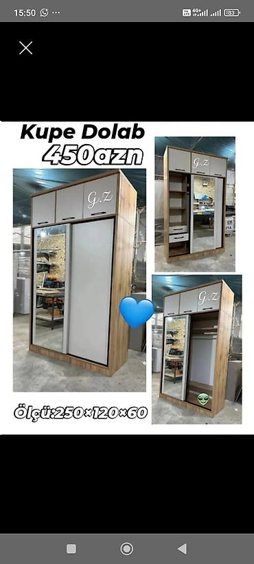 Dolablar: Yeni, 2 qapılı, Güzgülü, Ağ, Taxta, Kupe, Düz dolab — 1