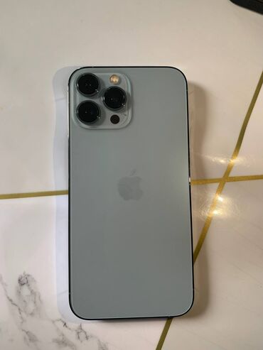 aifon 13: IPhone 13 Pro Max, Б/у, 256 ГБ, Голубой, Зарядное устройство, Защитное стекло, Чехол, 86 %