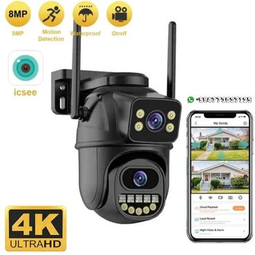 kamera sistemləri: Wifi Camera 8MP Ultra HD 4K PTZ Dual lens iki reng var Qara yüksek