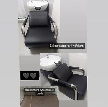 distille su: Salon moykası – komfortlu yuma kreslosu və keramika lavabo dəsti — 1