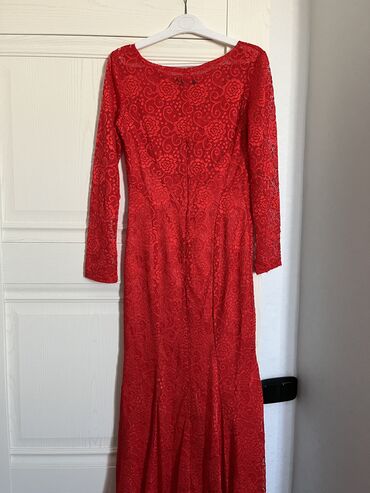 красный платье: Повседневное платье, Лето, Длинная модель, M (EU 38)