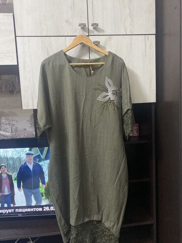 вечернее платье зеленое: Вечернее платье, Средняя модель, 5XL (EU 50)