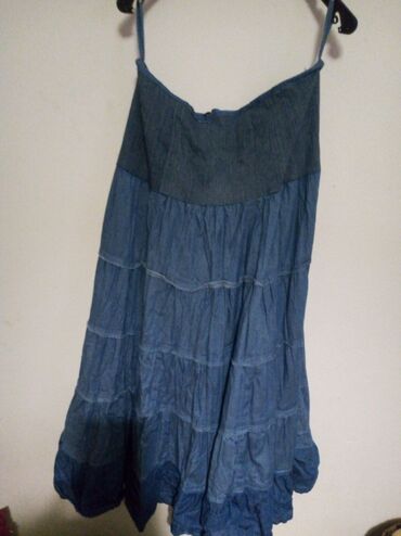 kratka teksas suknja: L (EU 40), Midi, bоја - Tamnoplava