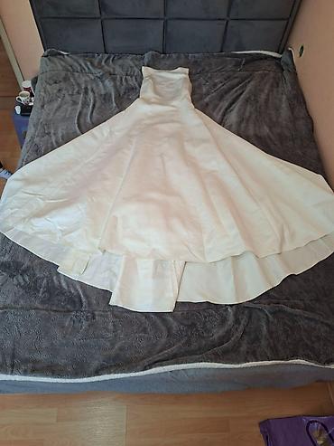 spandex elastin: Elegantna duga haljina u boji slonovače (ivory), klasičnog A-kroja sa — 4
