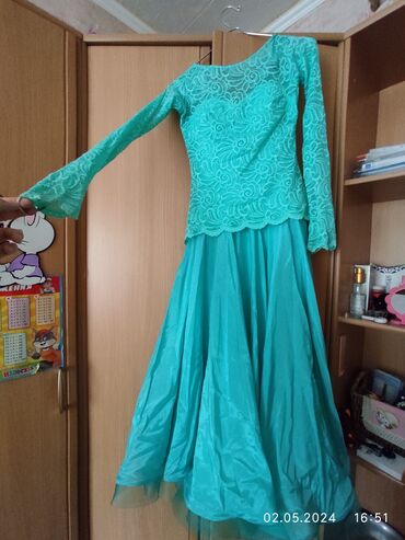 бальная платья: Бальное платье, Стандарт, Длинная модель, цвет - Зеленый, 2XL (EU 44), В наличии