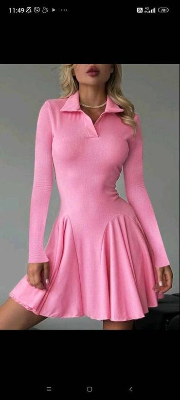 hm duge haljine: S (EU 36), color - Pink, Other style, Long sleeves