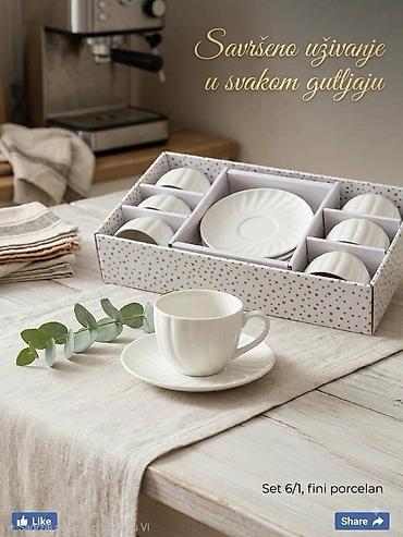 jysk servis za rucavanje: Elegantan porcelanski set za 6 osoba - Materijal: fini, bele boje — 2