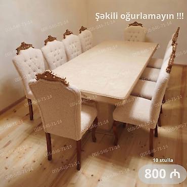 Mebel dəsti – 1 masa + 10 stul - Üslub: Klassik/nefisbəzəkli dizayn