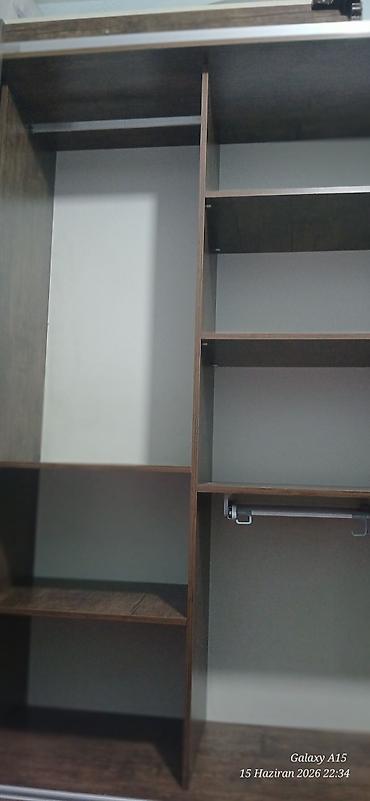 kohne skaf: İşlənmiş, 2 qapılı, Güzgülü, Bej, Taxta, Kupe, Düz dolab — 3