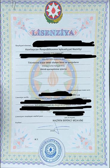 Готовый бизнес: Hazır biznes və Tikinti fəaliyyəti üçün lisenziyalı MMC satılır — 1
