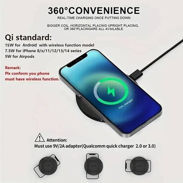 iznajmljivanje klupa i stolova: Bežični brzi punjač za mobilne telefone, pogodan za Apple i Xiaomi