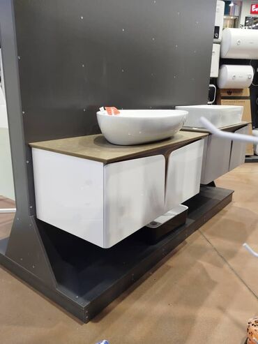 Тумбы для ванны: Тумба для ванны, Новый, С раковиной, МДФ, Бесплатная доставка, цвет - Коричневый — 4