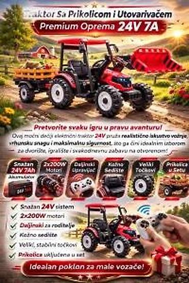 violina igracka za decu: Dečiji električni traktor sa prikolicom i utovarivačem – Premium — 6