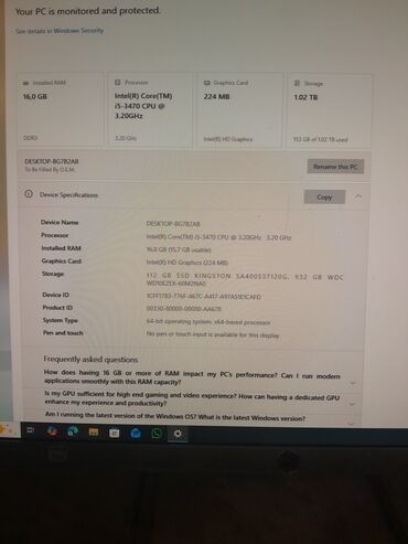 Masaüstü kompüterlər və iş stansiyaları: TƏCİLİ SATILIR📢📢📢 Masaüstü kompüter dəsti - Prosessor: Intel Core — 15