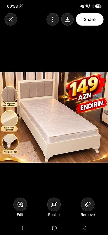 Tək nəfərlik yataq – krem rəng laminat karkas, ayaqlı model. Başlıq lalafo.az -da Tək nəfərlik yataq – krem rəng laminat karkas, ayaqlı model. Başlıq