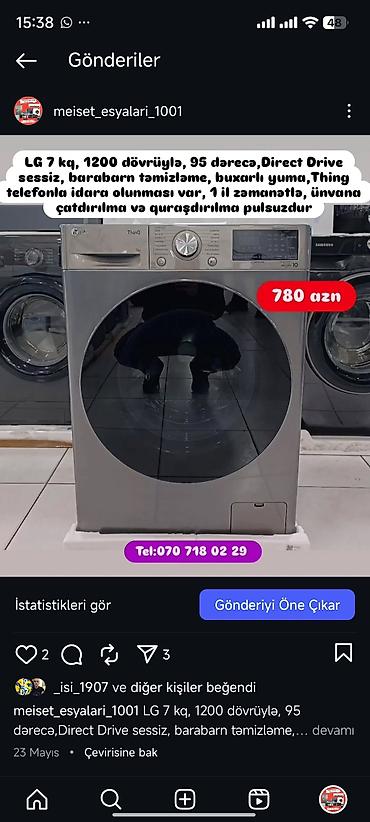 Paltaryuyan maşınlar: Paltaryuyan Anbardan satiş.Qimətlər aşagida qeyd olunub.Ünvana — 58