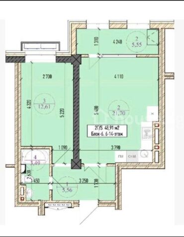 Продажа квартир: 2 комнаты, 49 м², Элитка, 11 этаж, ПСО (под самоотделку)