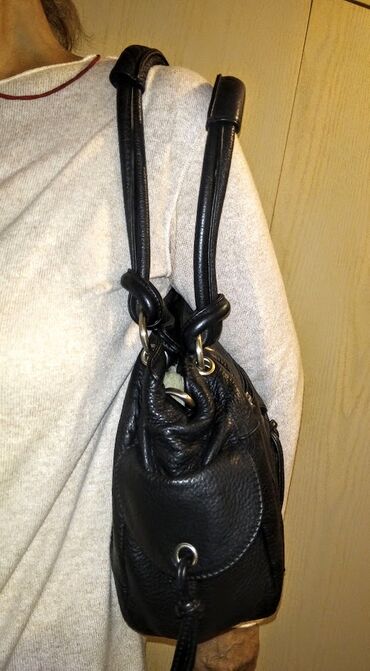 Torbe: Vera Pelle - crna torba od boks kože Italijanska crna torba, izrađena — 6