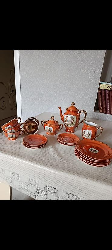 laminat polşa: Çay dəsti, rəng - Narıncı, Farfor, Bohemia, 6 nəfərlik, Polşa — 1