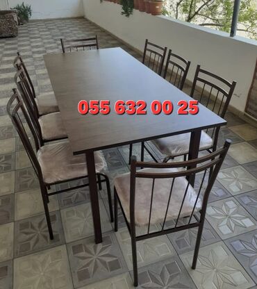 Bağ, çöl masa və oturacaq dəstləri: Yeni, Kvadrat masa, 4 stul, Açılmayan, Stullar ilə, Metal, Azərbaycan — 7