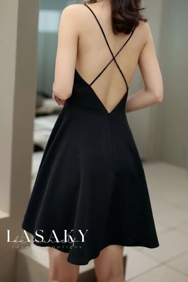 чёрное вечернее платье: Вечернее платье, Классическое, Короткая модель, Атлас, Без рукавов, Корсет, S (EU 36), M (EU 38)