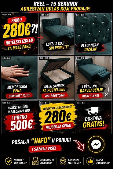 Tapacirani bračni ležaj sa kutijom i mehanizmom za razvlačenje - na lalafo.rs Tapacirani bračni ležaj sa kutijom i mehanizmom za razvlačenje -