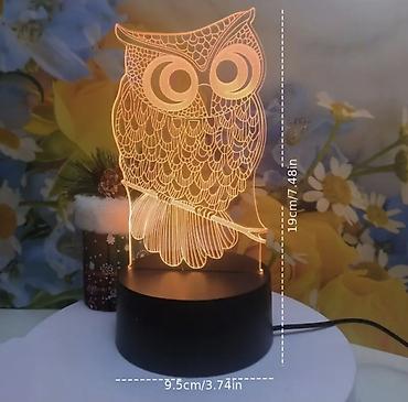 svetlo zelena: 3D LED noćna lampa – Sova - Dekorativna 3D akrilna ploča sa laserski — 1