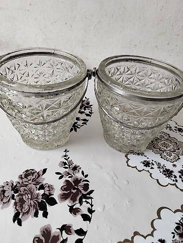 xonca konfetleri: Şüşə qəlibli ikiqat ədviyyat/qəlyanaltı qabı - Material: qalın şüşə — 1